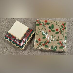 Festive Holly and Berry Napkins Set of 2 Packages